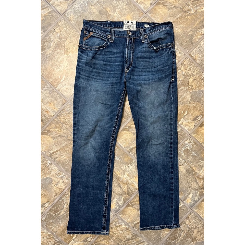 Ariat Jeans M4 Relaxed Boot Cut Mens 36/34 Blue Stretch Denim